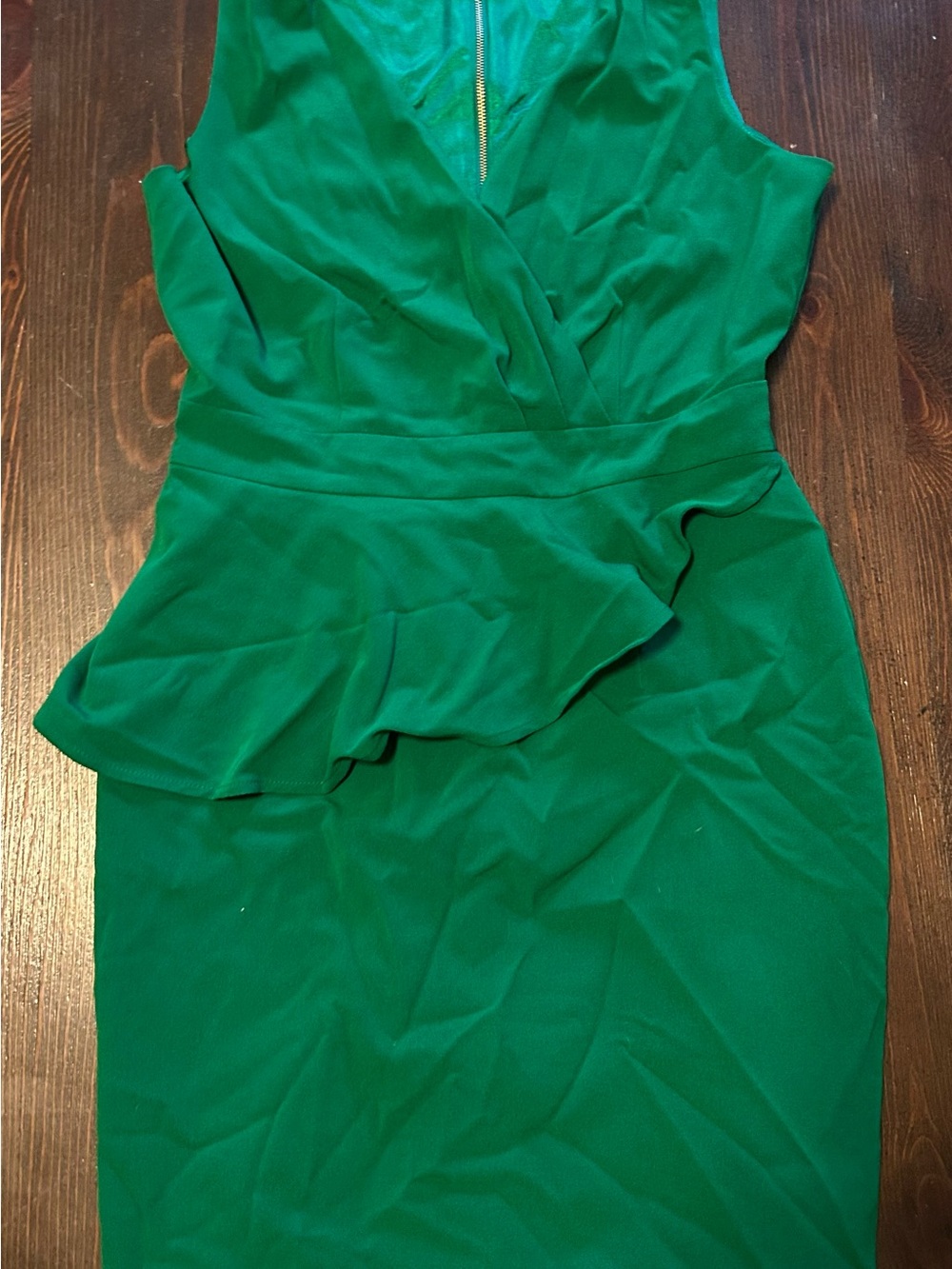 Worthington Green Wrap-Style Peplum Midi Dress